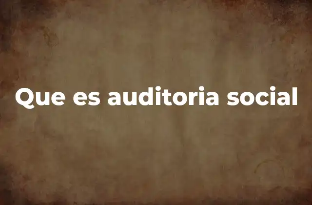 Que es Auditoria Social