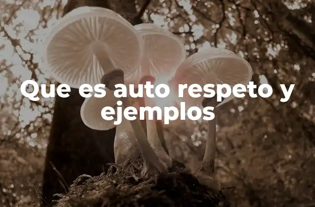 Que es Auto Respeto y Ejemplos