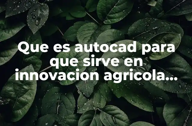 Que es Autocad para que Sirve en Innovacion Agricola Sustentable