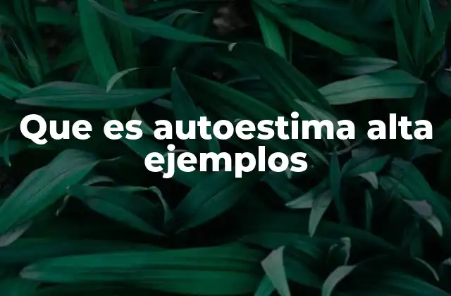 Que es Autoestima Alta Ejemplos