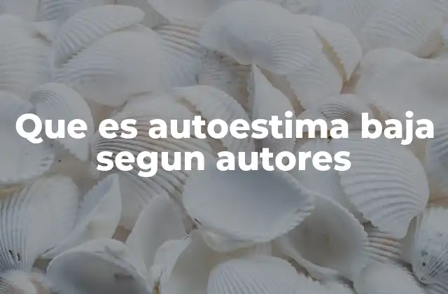 Que es Autoestima Baja Segun Autores
