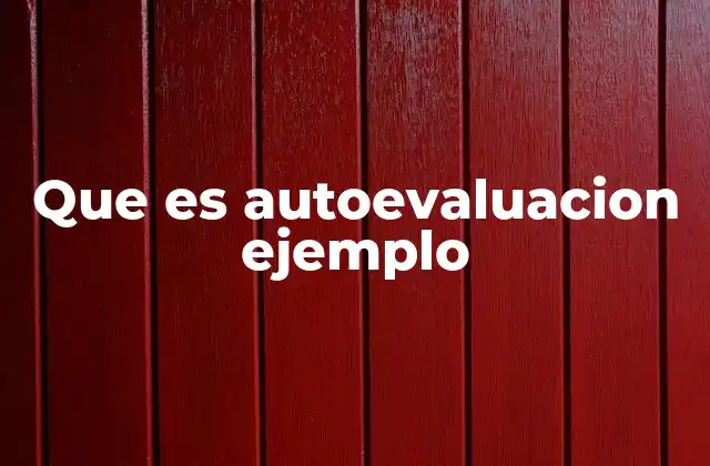 Que es Autoevaluacion Ejemplo