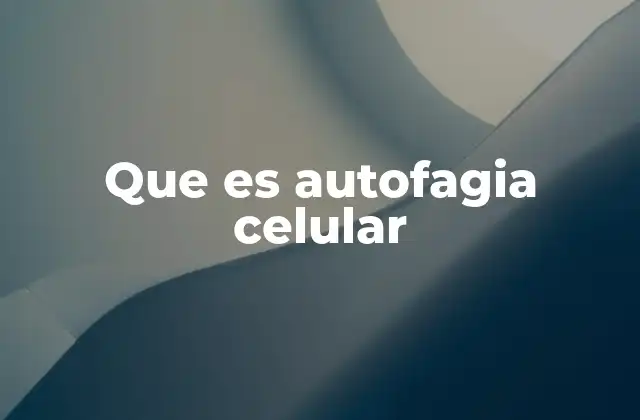 Que es Autofagia Celular
