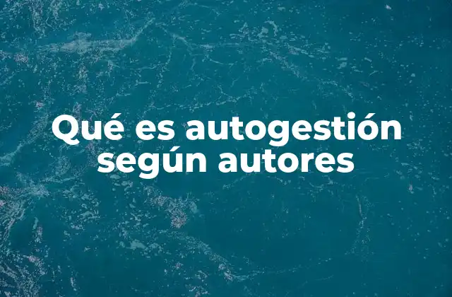 Qué es Autogestión según Autores