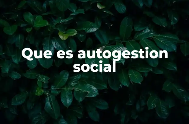 Que es Autogestion Social