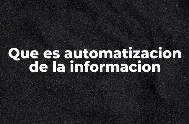 Que es Automatizacion de la Informacion