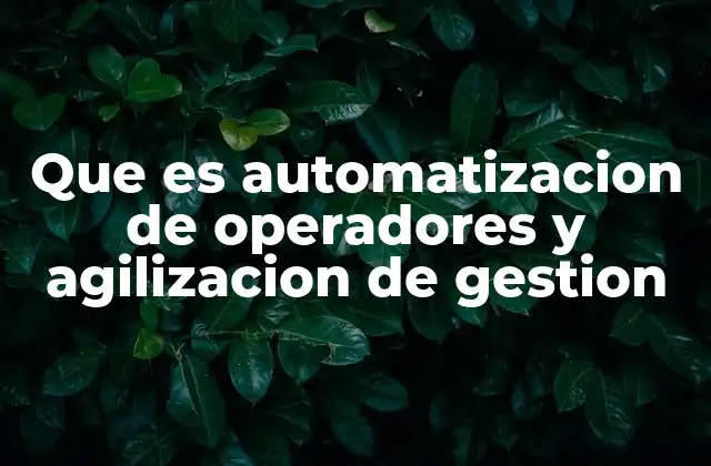 Que es Automatizacion de Operadores y Agilizacion de Gestion