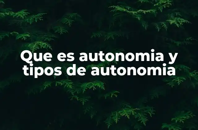 Que es Autonomia y Tipos de Autonomia