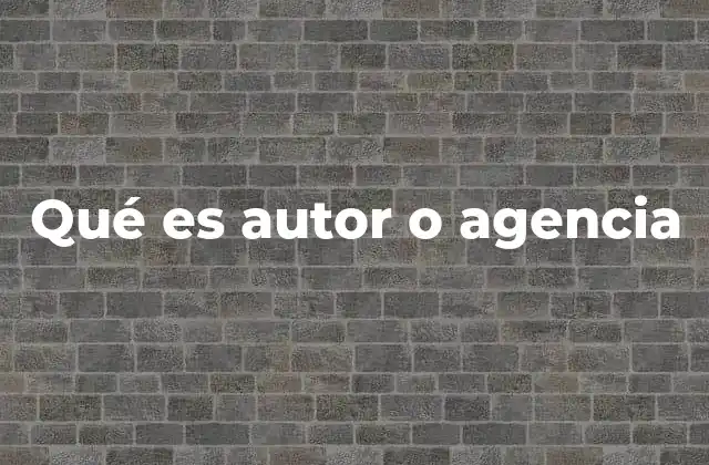 Qué es Autor o Agencia