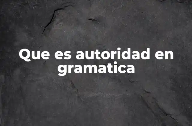 Que es Autoridad en Gramatica