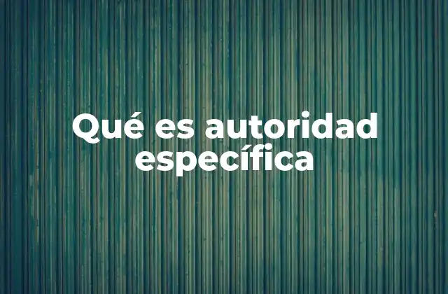 Qué es Autoridad Específica 2 La relación entre competencia y autoridad específica