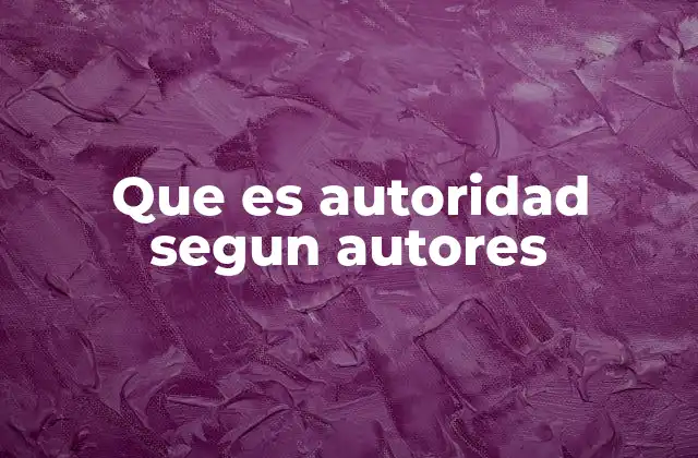 Que es Autoridad Segun Autores