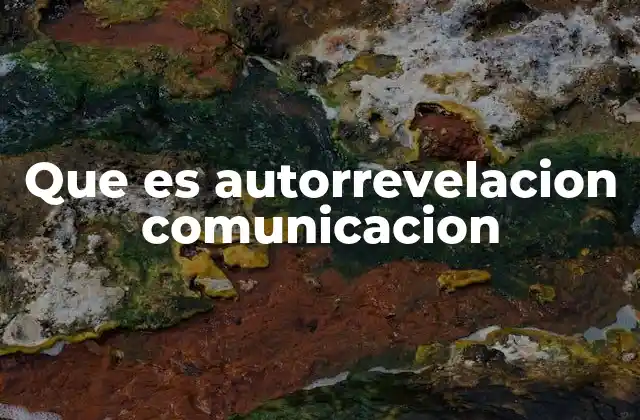 Que es Autorrevelacion Comunicacion