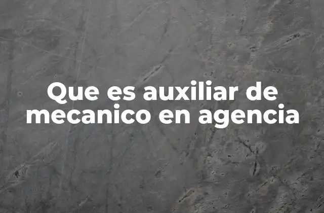 Que es Auxiliar de Mecanico en Agencia