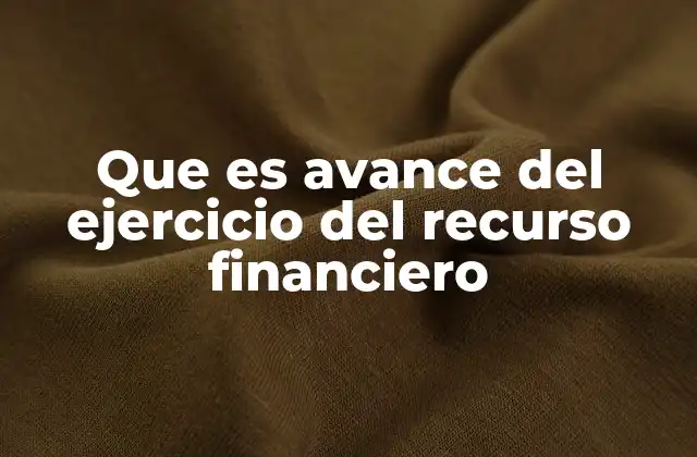 Que es Avance Del Ejercicio Del Recurso Financiero