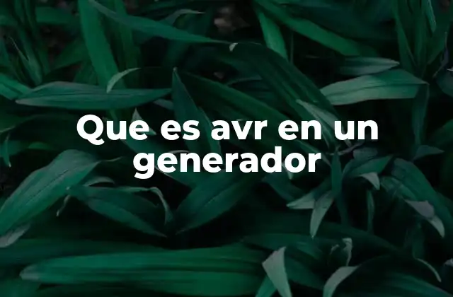 Que es Avr en un Generador