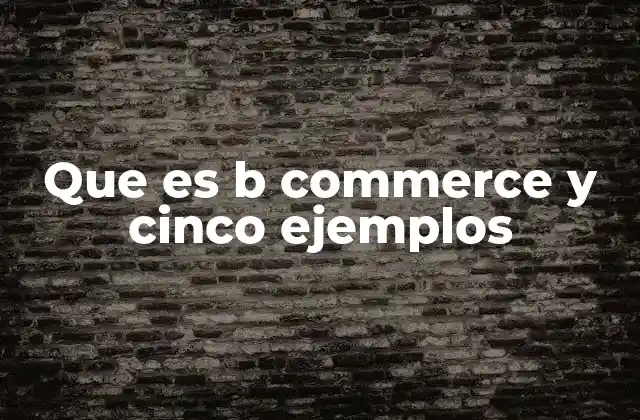 Que es B Commerce y Cinco Ejemplos