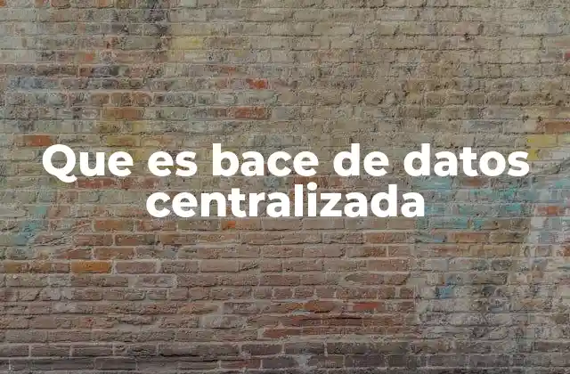Que es Bace de Datos Centralizada