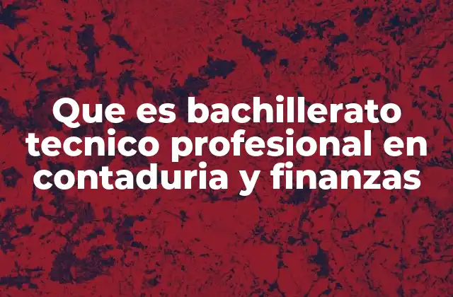 Que es Bachillerato Tecnico Profesional en Contaduria y Finanzas