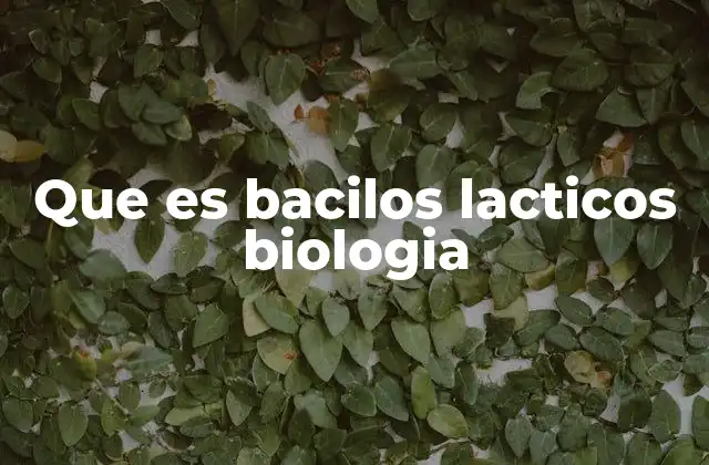 Características biológicas de los bacilos lácticos