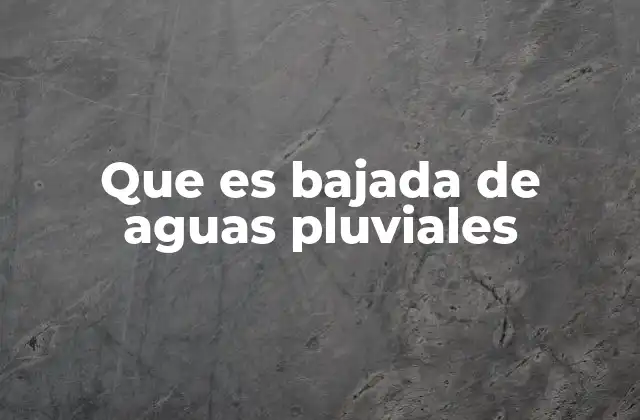 Que es Bajada de Aguas Pluviales