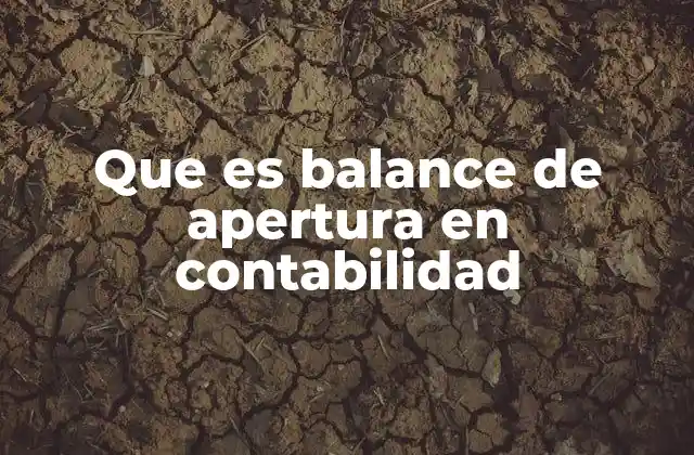 Que es Balance de Apertura en Contabilidad