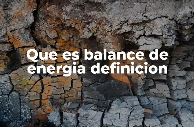 Que es Balance de Energia Definicion
