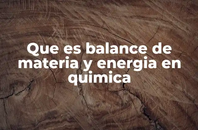 Que es Balance de Materia y Energia en Quimica