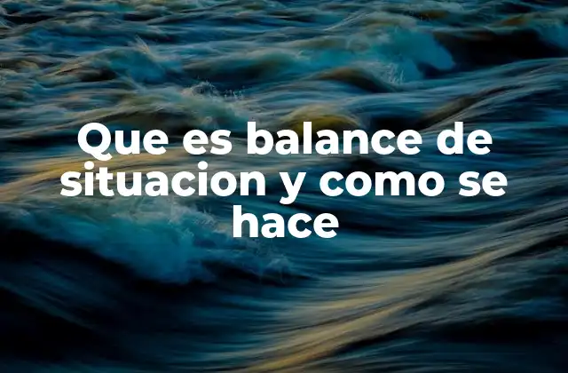 Que es Balance de Situacion y como Se Hace