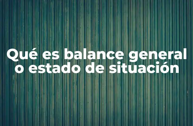 Qué es Balance General o Estado de Situación