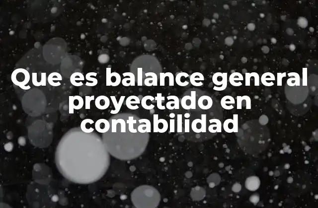 Que es Balance General Proyectado en Contabilidad