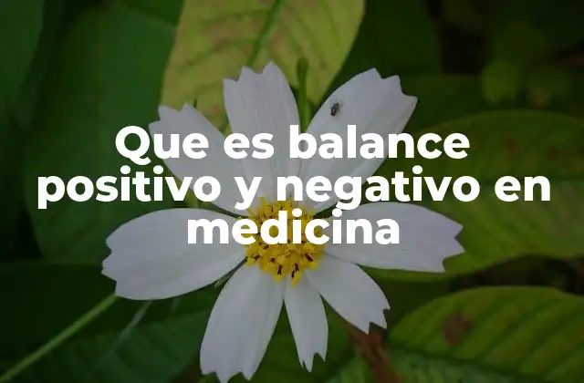 Que es Balance Positivo y Negativo en Medicina
