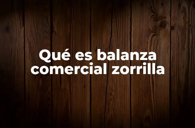 Qué es Balanza Comercial Zorrilla