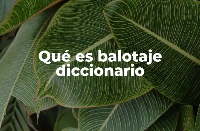 Qué es Balotaje Diccionario