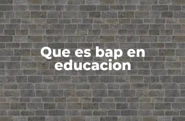 Que es Bap en Educacion