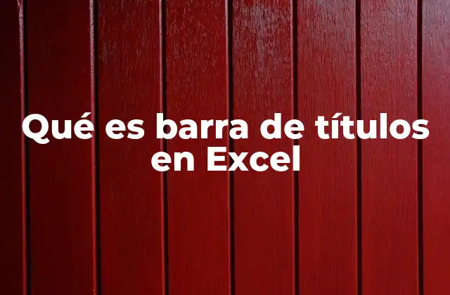 Qué es Barra de Títulos en Excel