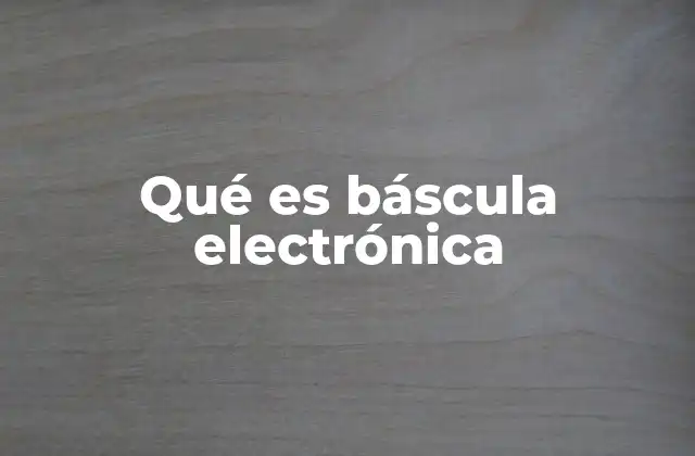 Qué es Báscula Electrónica