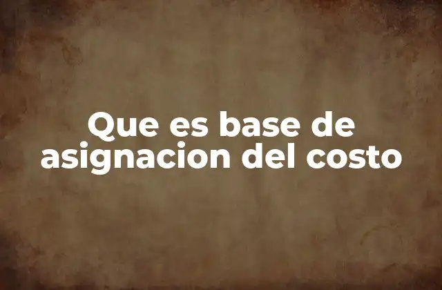 Que es Base de Asignacion Del Costo