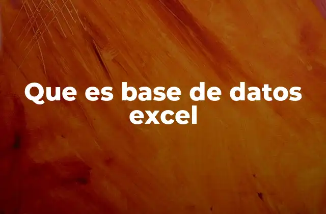 Que es Base de Datos Excel