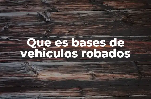 Que es Bases de Vehiculos Robados