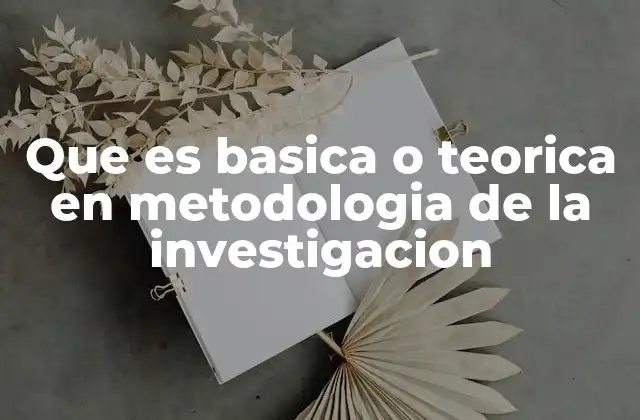 Que es Basica o Teorica en Metodologia de la Investigacion