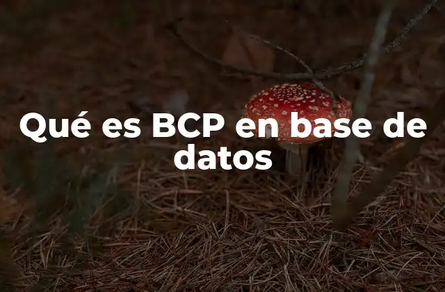 Qué es Bcp en Base de Datos
