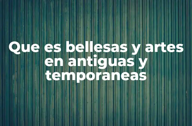 Que es Bellesas y Artes en Antiguas y Temporaneas