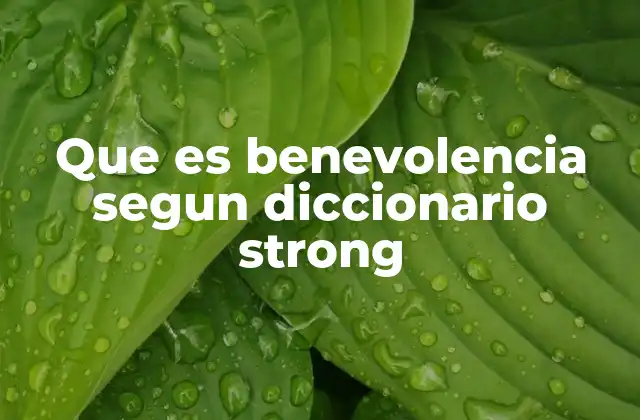 Que es Benevolencia Segun Diccionario Strong