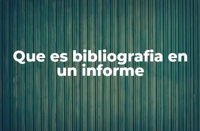 Que es Bibliografia en un Informe