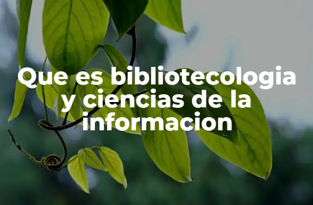Que es Bibliotecologia y Ciencias de la Informacion