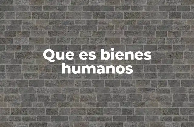 Que es Bienes Humanos