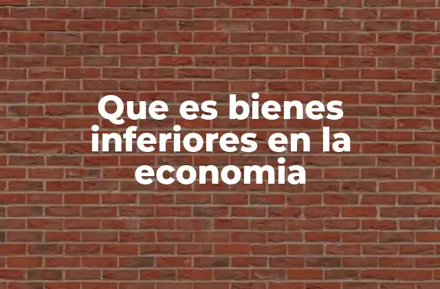 Que es Bienes Inferiores en la Economia