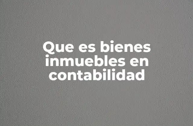 Que es Bienes Inmuebles en Contabilidad