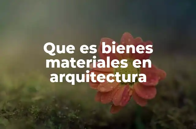 Que es Bienes Materiales en Arquitectura